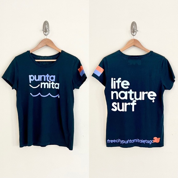 FREECITY Punta Mita Waters Short Sleeve Graphic Tee in Navy Blue - Picture 1 of 5